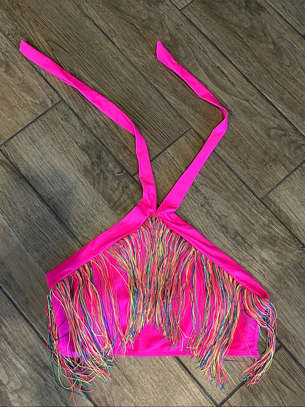 NWT…Neon Pink Fringe Bikini Top